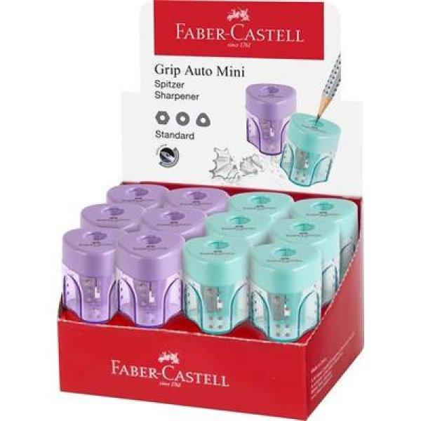 Hegyező display, egylyukú, tartályos FABER-CASTELL "GRIP Auto
Mini", vegyes pasztell színek (szín nem választható)