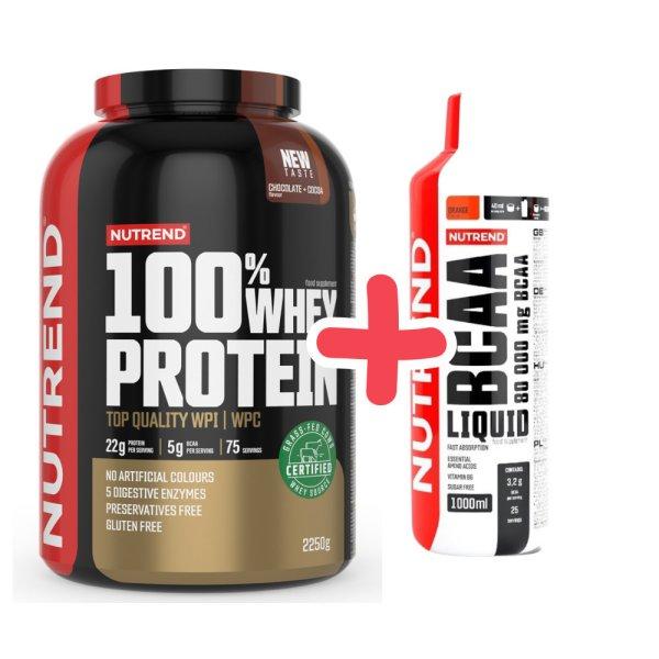 NUTREND 100% Whey Protein 2250g Chocolate+Hazelnut + ajándék BCAA 1l