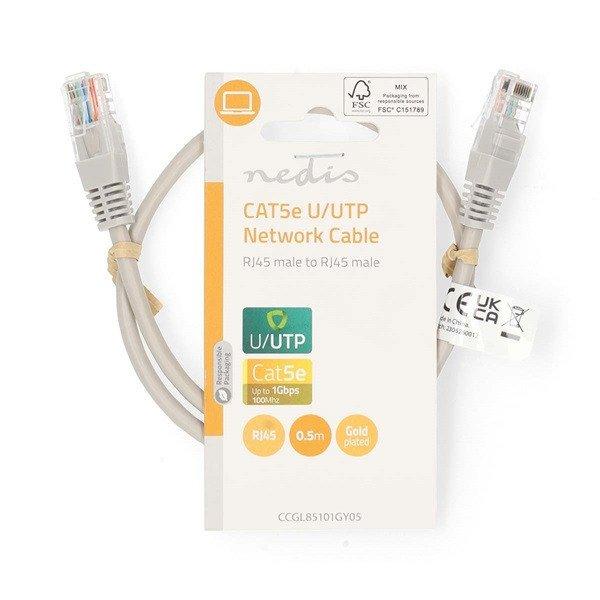 Nedis CCGL85101GY05 UTP Cat5e patch kábel, RJ45, 10/100/1000 Mbit/s, hossz 0,5m