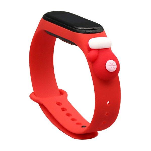 Strap Xmas okosóra csereszíj a Xiaomi Mi Band 6 / Mi Band 5 karácsonyi
ünnepek piros (kesztyű) tok