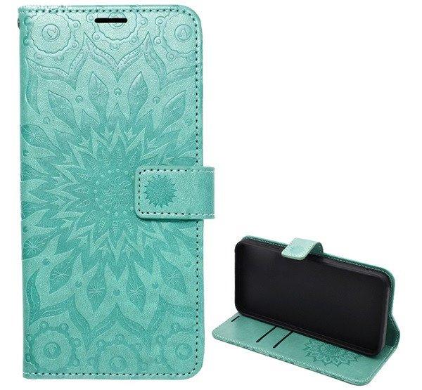 Tok álló, bőr hatású (FLIP, oldalra nyíló, asztali tartó, kézpánt,
mandala) CYAN Samsung Galaxy A53 5G (SM-A536)