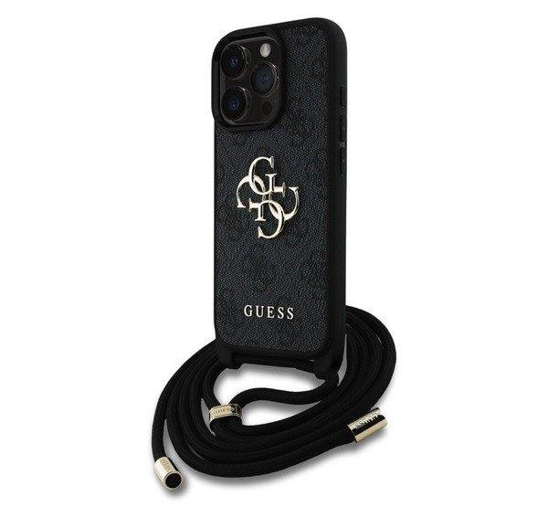 GUESS PU 4G METAL LOGO CROSSBODY STRAP műanyag telefonvédő (ütésállóság,
bőr hatású hátla + vállpánt) FEKETE Apple iPhone 15 Pro