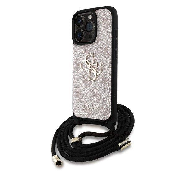 GUESS PU 4G METAL LOGO CROSSBODY STRAP műanyag telefonvédő (ütésállóság,
bőr hatású hátla + vállpánt) RÓZSASZÍN Apple iPhone 15 Pro