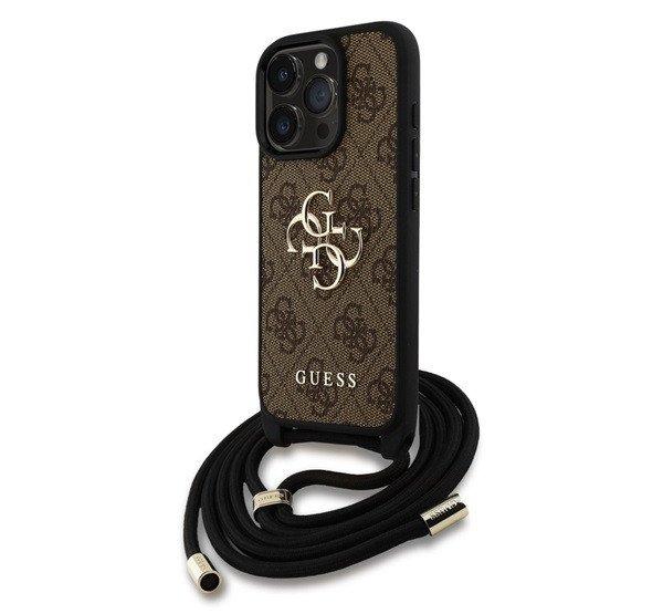 GUESS PU 4G METAL LOGO CROSSBODY STRAP műanyag telefonvédő (ütésállóság,
bőr hatású hátla + vállpánt) BARNA Apple iPhone 16 Pro