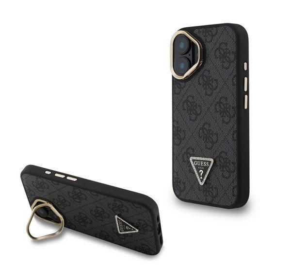 GUESS PU 4G STRASS TRIANGLE LOGO STAND műanyag telefonvédő (ütésállóság,
bőr hatású hátlap, kitámasztó) FEKETE Apple iPhone 16
