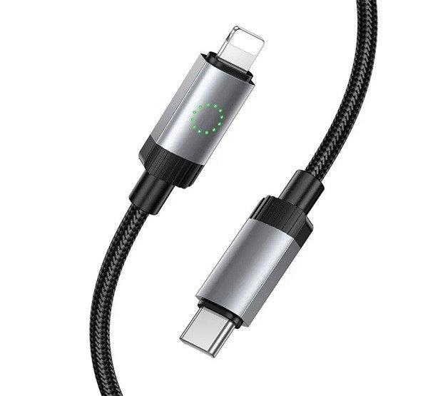 HOCO X117 adatkábel (USB - lightning, 27W, gyorstöltő, 100cm, LED jelzés,
cipőfűző) FEKETE Apple iPhone 6 4.7, IPAD Air 2, IPAD Pro 12.9 (2017)