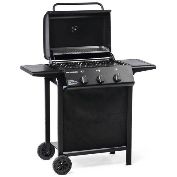 Endres San Francisco 3 gázégős gázgrill kocsi, 3 égős gáz grill,
grillkocsi, 6.75 kW összteljesítménnyel (3 x 2.25 kW) 50 x 33 cm
grillfelülettel