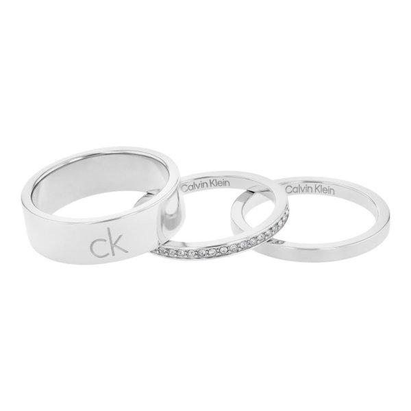 Calvin Klein Elegáns acél gyűrűkészlet Trio 35000794 58 mm