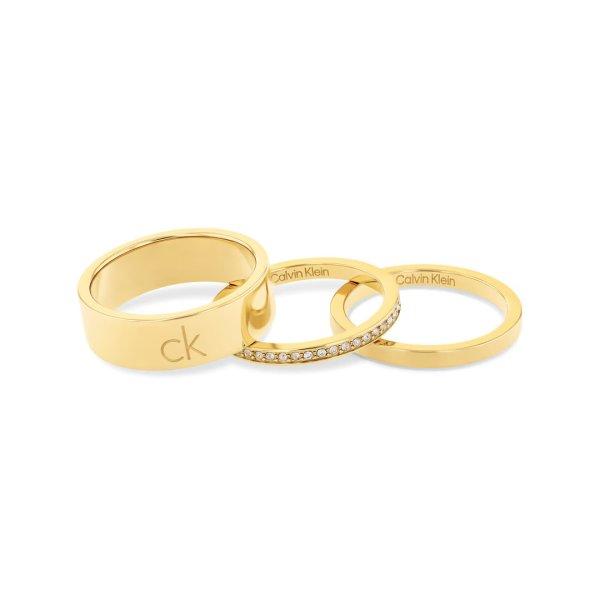 Calvin Klein Aranyozott acél gyűrű szett CK Trio 35000795 58 mm