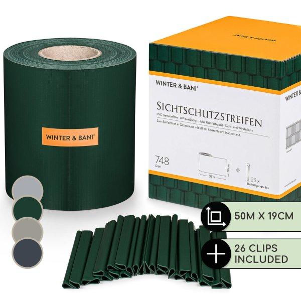 Blumfeldt Árnyékoló szalagok kerítésre PVC, 450 g/m², 50 x 19 cm, kapcsok