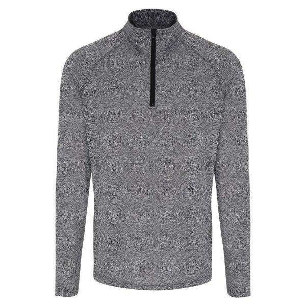 TriDri® Férfi hosszú ujjú póló 1/4 cipzárral - Fekete melírozott /
fekete | S