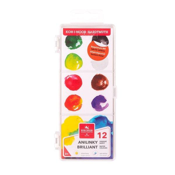 Vízfesték, 12 gombos, 22,5mm, KOH-I-NOOR Brillant, Aquarell