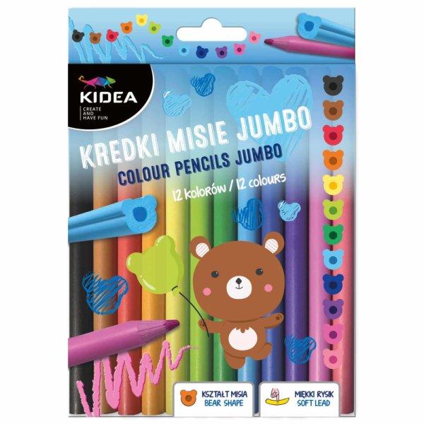 Színes ceruzakészlet 12 db-os, jumbo, macifej formájú ceruzatest, Kidea
