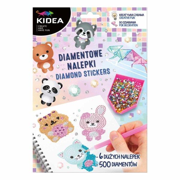 Gyémántfestés szett, 6 db matrica, 500 csillogó kövecske, Kidea, vidám
állatok