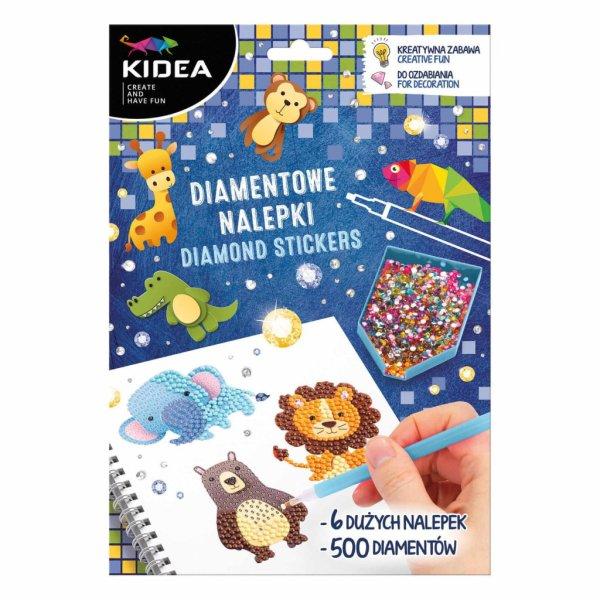 Gyémántfestés szett, 6 db matrica, 500 csillogó kövecske, Kidea,
állatkerti állatok
