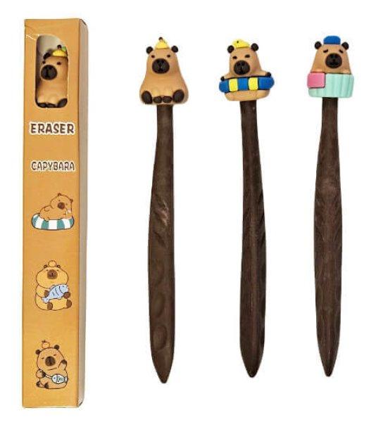 Radír kapibara, pálcika figurával, 14 cm hosszú, 3 féle változat