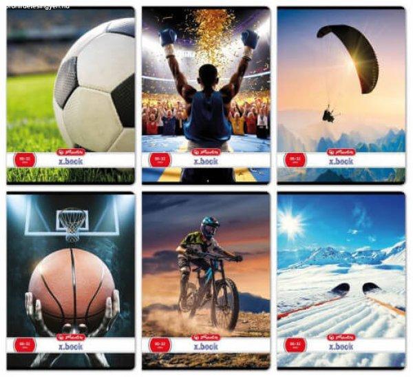 Herlitz tűzött füzet A/4, 32 lap sima, Sport, többféle