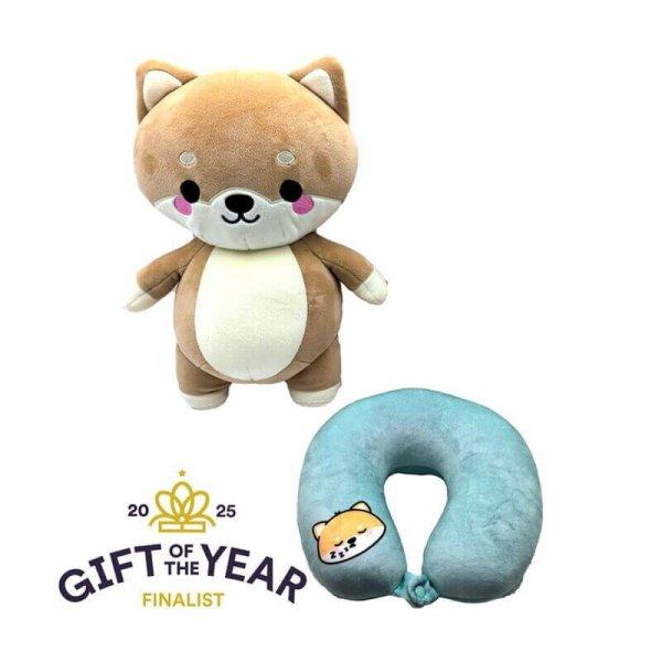2 az 1-ben kifordítható utazópárna és plüss figura, Shuggs, a Shiba Inu
kutya