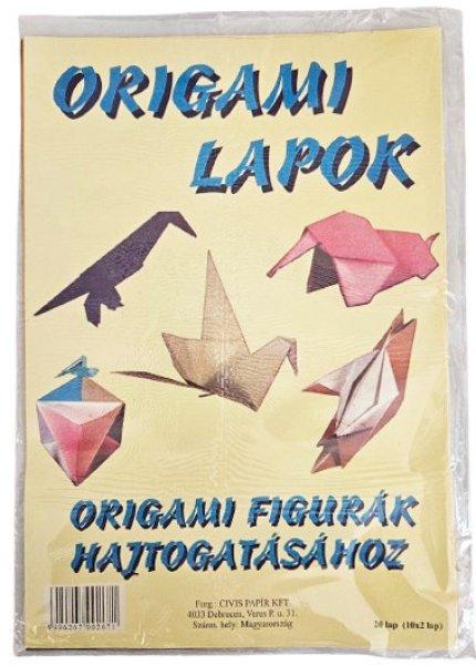 Színes papírok, origami hajtogató lapok A/4, 70g, 20 lap/cs