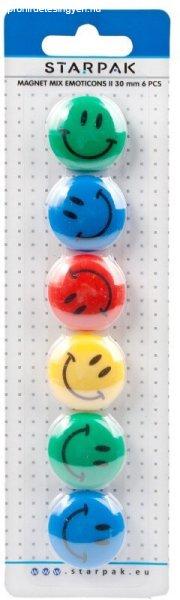 Smiley, emoji mágnes szett, 6 db-os, színes