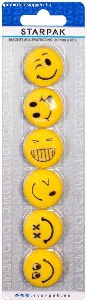 Smiley, emoji mágnes szett, 6 db-os, sárga