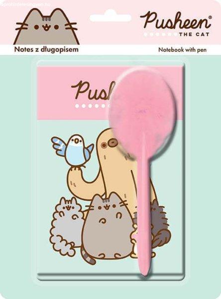 Pusheen cicás napló, keményfedeles notesz bolyhos tollal