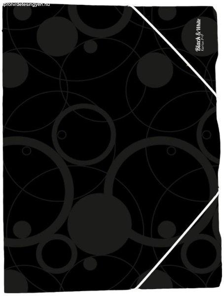 Műanyag gumis mappa A/4, black&white, fekete