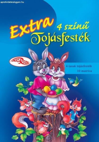 Extra 4 színű tojásfesték matricákkal húsvétra (4 színű tojásfesték,
10 db matrica)