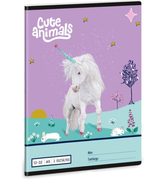 Unikornis tűzött füzet A/5, 32 lap vonalas 3.osztály (12-32), Cute Animals,
Unicorn