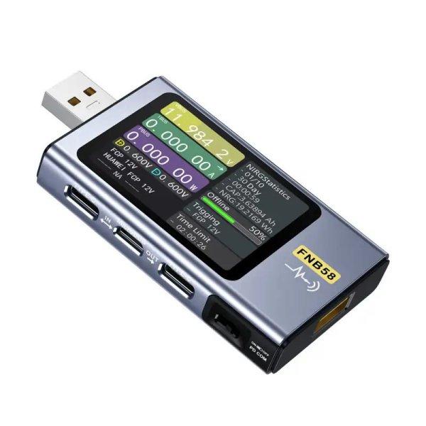 FNIRSI FNB58 - USB teszter: bluetooth, feszültség-, áram-, teljesítmény-,
gyorstöltésteszt, applikációk stb.