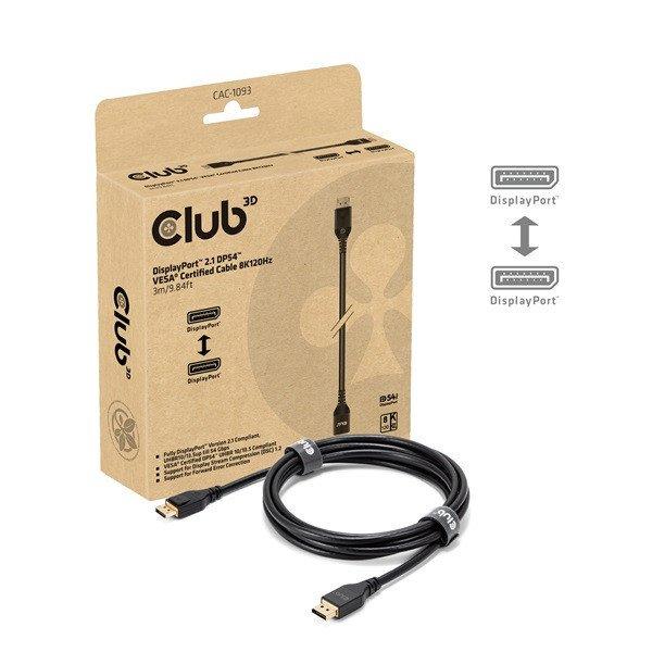 Club 3D Kábel - CAC-1093 (DisplayPort 2.1, 8K120Hz, 3m, DP54, VESA
tanúsítvány, M/M)