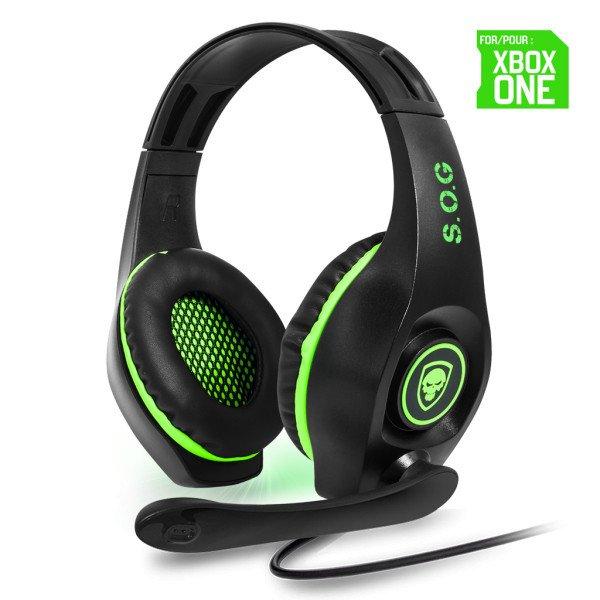 Spirit of Gamer Fejhallgató - PRO-XH5 (XboxOne; mikrofon, 3.5mm jack,
hangerőszab., nagy-párnás, 1m kábel, fekete-zöld)