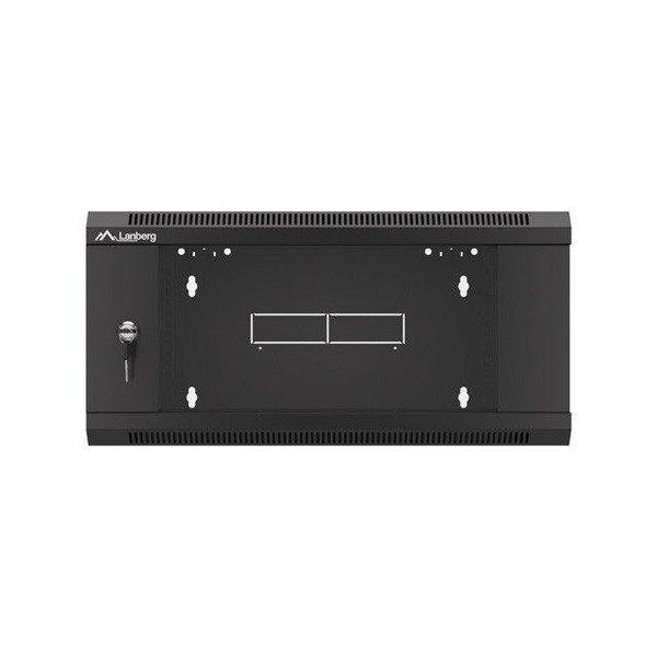 Lanberg WFFA-5604-10B 19" 4U SZÉL:570mm MÉLY:600mm MAG:277mm lapraszerelt
üvegajtós fekete fali rack szekrény