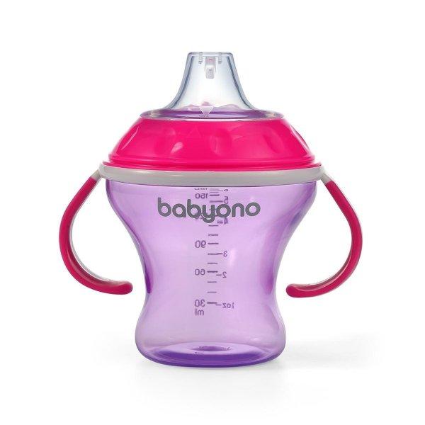 BabyOno Itatópohár, csöpögésmentes puha csőrrel, 3 hó, 180 ml, pink,
1456/02