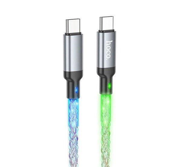 HOCO U112 adatkábel (Type-C - Type-C, 60W, gyorstöltő, 100cm, LED fény)
FEKETE