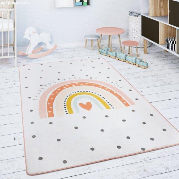 Krém gyerekszőnyeg szivárvány szív szőnyeg lányoknak játszószőnyeg
80x150 cm