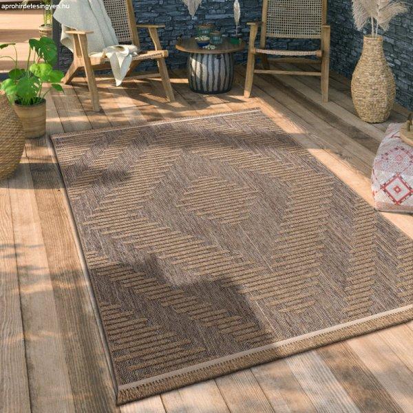 Kültéri mosható szőnyeg 3D rombusz mintával - bézs szőnyeg 240x340 cm