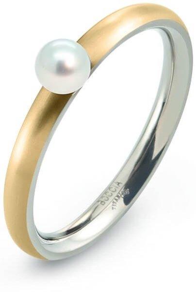 Boccia Titanium Aranyozott titán gyűrű gyönggyel 0145-02 56 mm