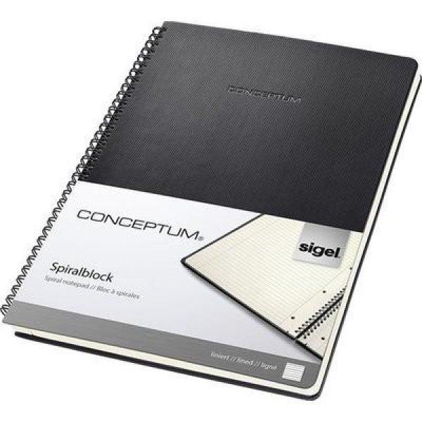 Spirálfüzet, exkluzív, A4, vonalas, 80 lap, keményfedeles, SIGEL
"Conceptum", fekete