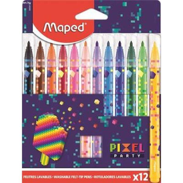 Filctoll készlet, 2,8 mm, kimosható, MAPED "Pixel Party", 12
különböző szín