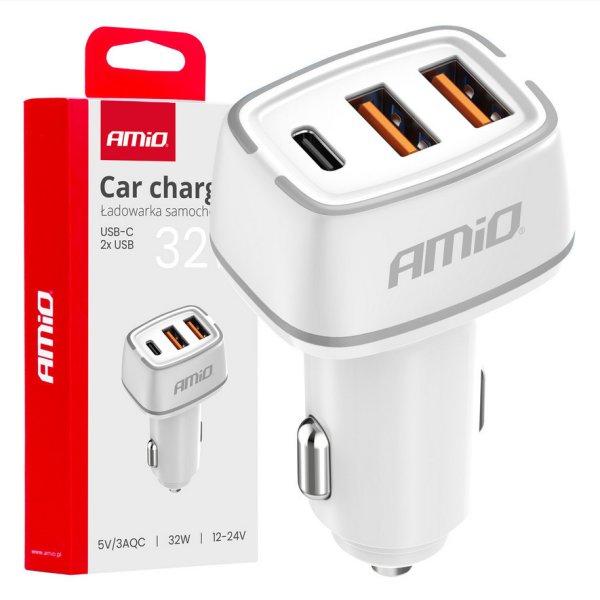 Amio, Szivargyújtó USB elosztó 3-as, 32W 12-24V