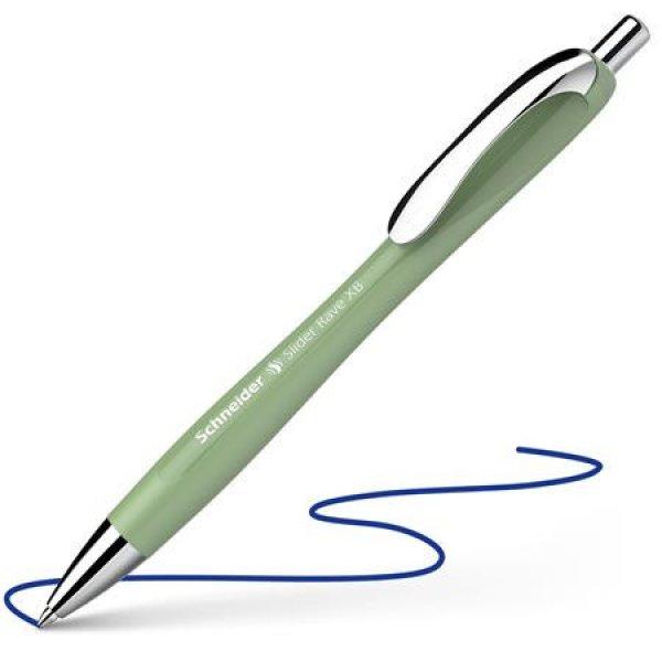 Golyóstoll, 0,7 mm, nyomógombos, SCHNEIDER "Slider Rave XB",
organikus zöld