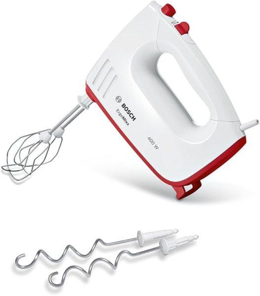 Bosch Ergomixx MFQ36300 kézi keverő angol dugvillával és EU átalakítóval,
400 watt, fehér/piros