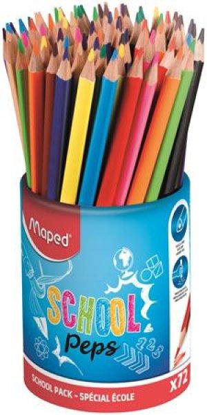 Színes ceruza készlet, háromszögletű, ceruzatartó, MAPED "School
Peps"