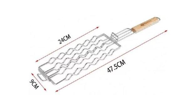 Kolbász sütő grillrács fa nyéllel
