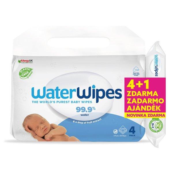 4x WATERWIPES Műanyagmentes nedves törlőkendő 60 db (240 db) + Hydrating
clean törlőlkendő 60 db