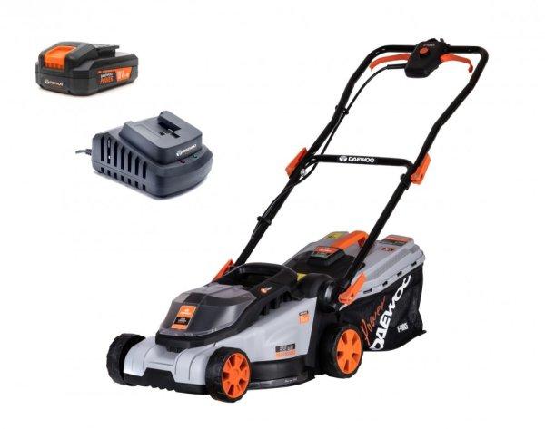 Daewoo U-Force DALLM18-320 18V 2Ah vezeték nélküli akkus, akkumulátoros
fűnyíró 32 cm, 35L gyűjtőzsákkal, akkuval és töltővel