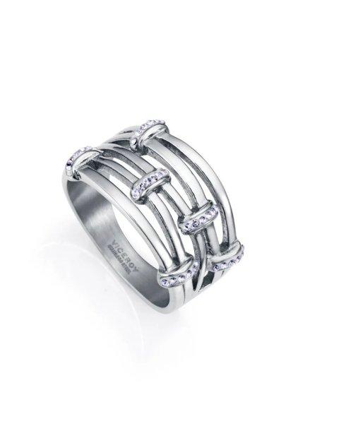 Viceroy Modern acél gyűrű kristályokkal Chic 75367A01 52 mm