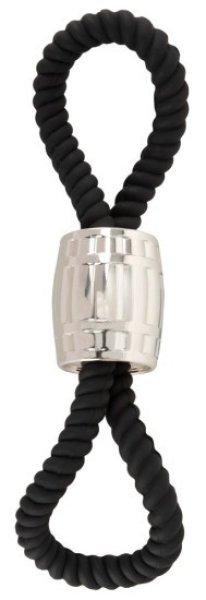 Rebel Heavy Rope Cock Strap with 2 Loops Black