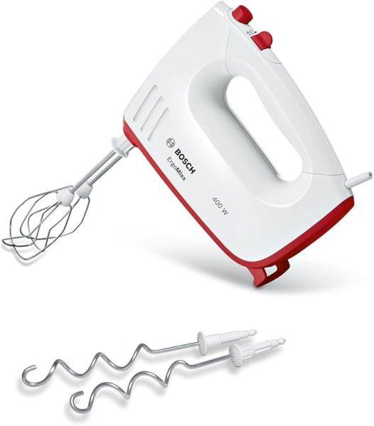 Bosch Ergomixx MFQ36300 kézi keverő angol dugvillával és EU átalakítóval,
400 watt, fehér/piros